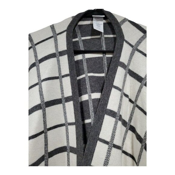 Cabi Reversible Tower Wrap Cream Grey Poncho Sweater Women's Size M/L - Picture 4 of 10